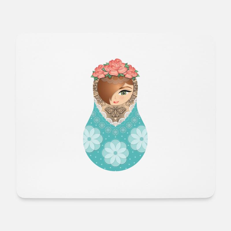 Matroschka Julia - Mousepad (Querformat) - Weiß