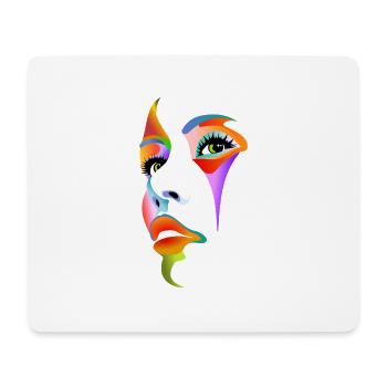 Gesicht bunt Lady Dame Mädchen Frau Maske Kosmetik - Mousepad (Querformat) - Weiß - Vorne