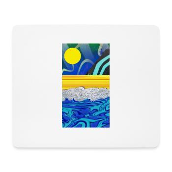mer, sable, ciel, paysage de graffitis solaires - Tapis de souris (format paysage) - blanc - Devant