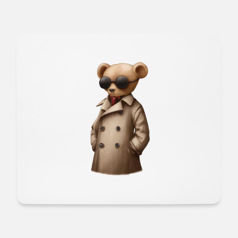 Teddybär mit Sonnenbrille und Anzug - Mousepad (Querformat) - Weiß