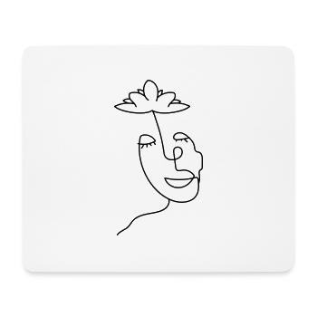 Minimalist head with lotus flower - Mouse Pad (horizontal) - white - Front