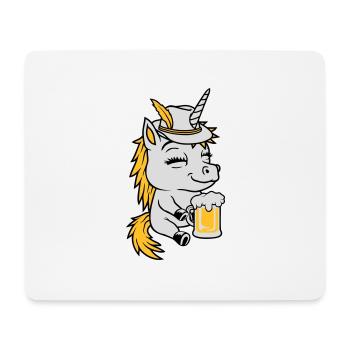 Bier trinkendes sitzendes Einhorn - Mousepad (Querformat) - Weiß - Vorne