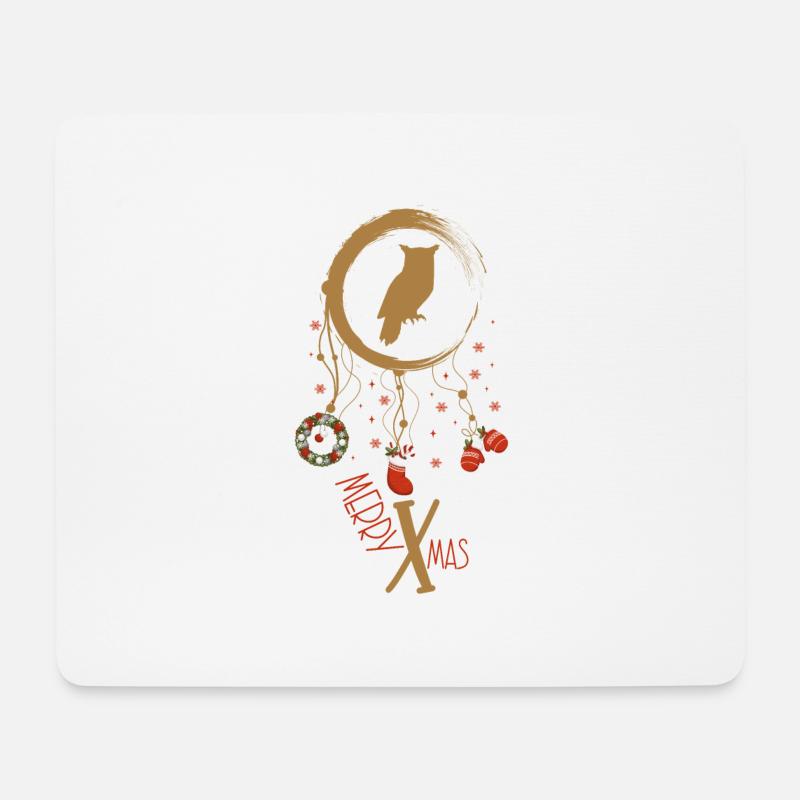 Eule Weihnachten Weihnachtstraumfänger - Mousepad (Querformat) - Weiß