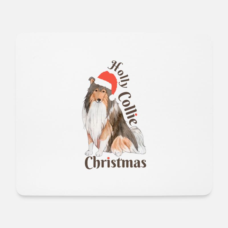 Border Collie Weihnachten Hund Mütze Geschenk - Mousepad (Querformat) - Weiß