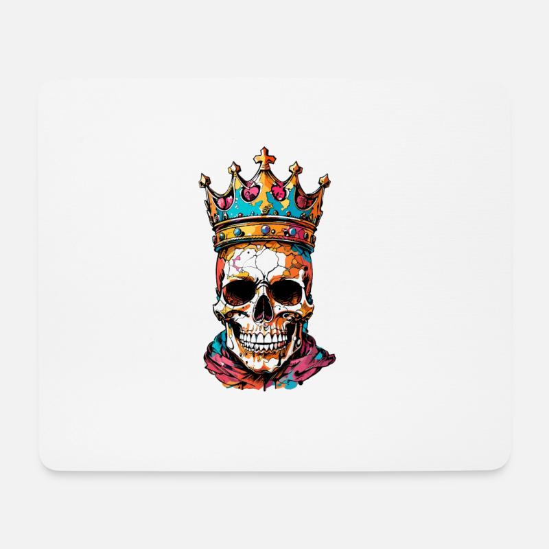Totenkopf mit Krone - Mousepad (Querformat) - Weiß