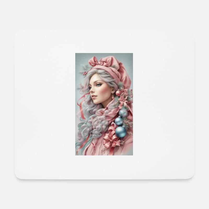 Frau gekleidet Weihnachten - Mousepad (Querformat) - Weiß