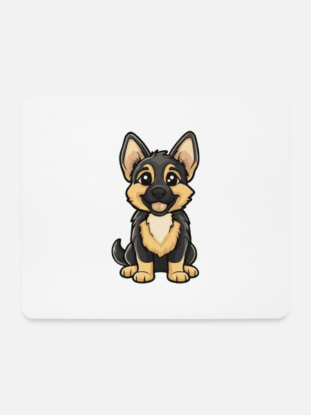 German Shepherd Hund Comic Niedlich - Mousepad (Querformat) - Weiß