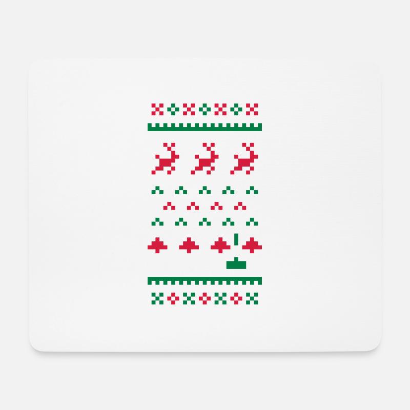 8bit ugly christmas sweater: xmas invaders - Mousepad (Querformat) - Weiß