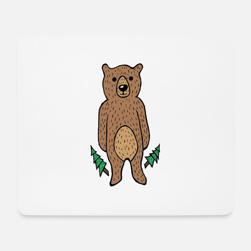 Ours drôle et mignon dans la forêt - Tapis de souris (format paysage) - blanc