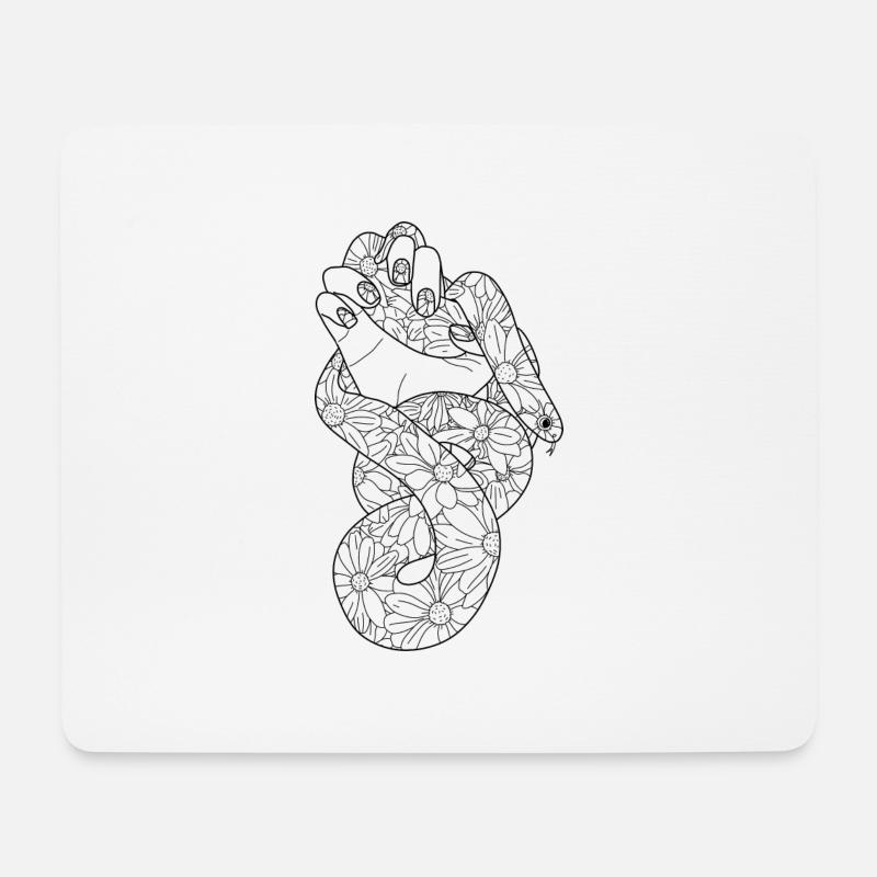 Die Hand einer Frau hält eine Blumenschlange - Mousepad (Querformat) - Weiß