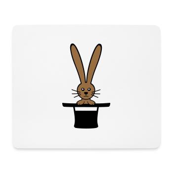 Lapin Chapeau Haut de forme Sorcier Lapin Sorcier Mignon - Tapis de souris (format paysage) - blanc - Devant