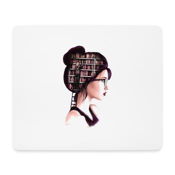 Starke Frau mit Wissen – Bücher im Kopf - Mousepad (Querformat) - Weiß - Vorne