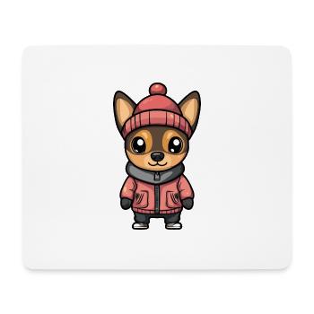 Pinscher Hund Winter - Mousepad (Querformat) - Weiß - Vorne