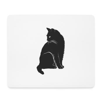 Katze schwarz - Mousepad (Querformat) - Weiß - Vorne