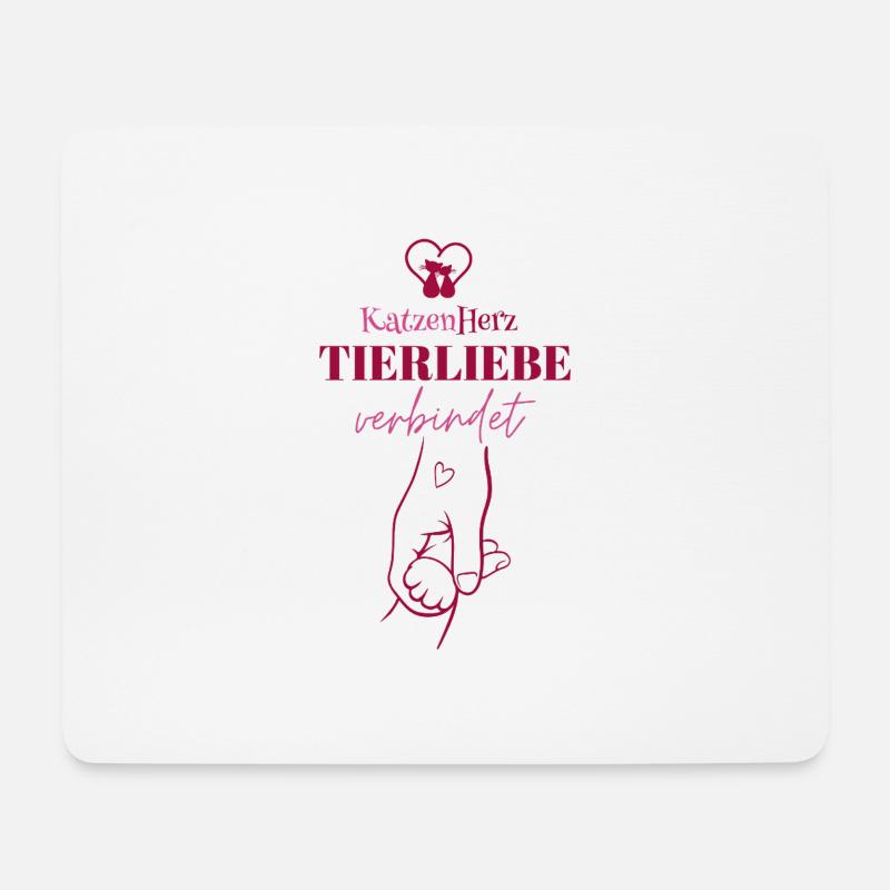 KatzenHerz verbindet Tierliebe - Mousepad (Querformat) - Weiß