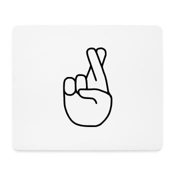 Emoji finger crossed sketch black - Mouse Pad (horizontal) - white - Front