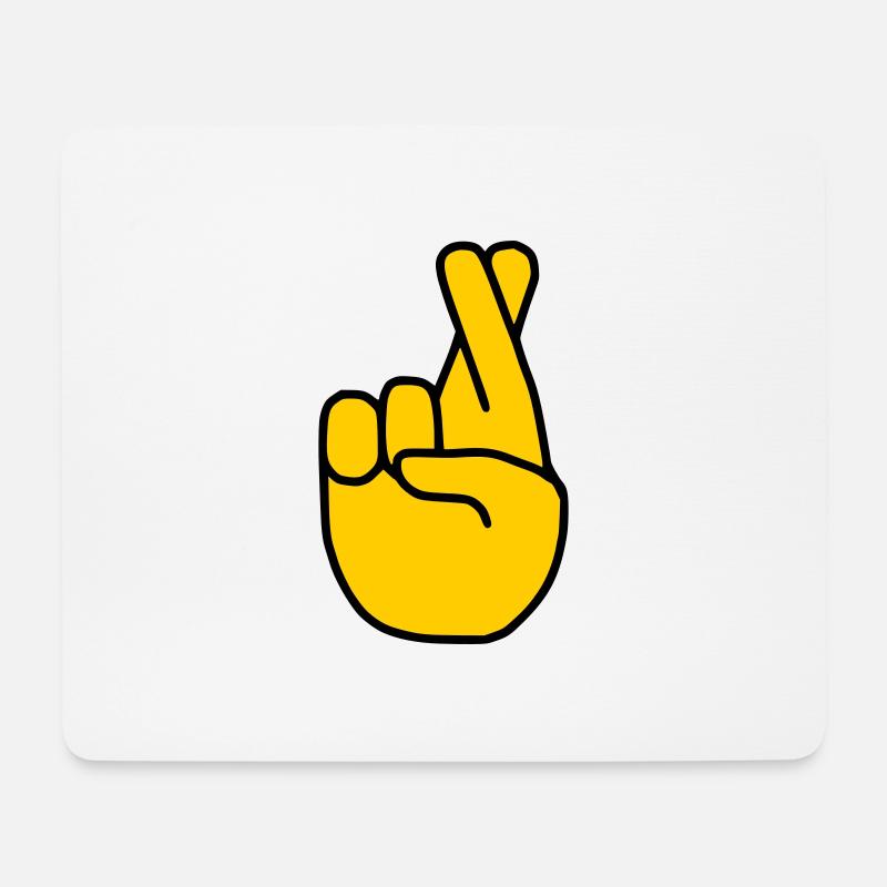 Emoji Finger gekreuzt Skizze Farbe - Mousepad (Querformat) - Weiß