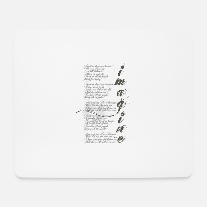 Imagine - Signe de paix graphique et paroles - Tapis de souris (format paysage) - blanc