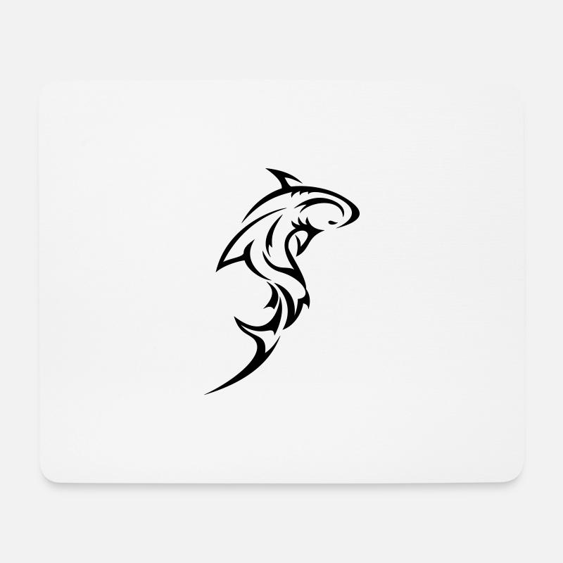 Haifisch Tattoo | Tribal | Farbe frei wählbar - Mousepad (Querformat) - Weiß