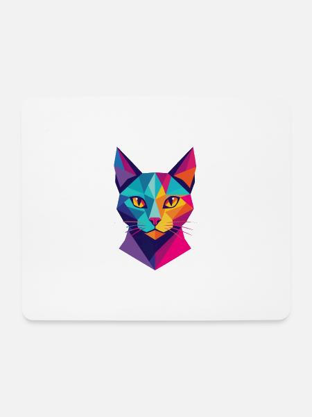 Katze Polygon Geometrie - Mousepad (Querformat) - Weiß