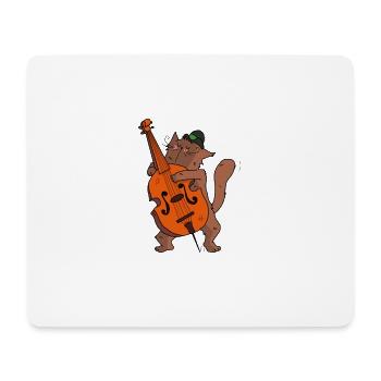 Mrou le chat, jazz et contrebasse - Tapis de souris (format paysage) - blanc - Devant