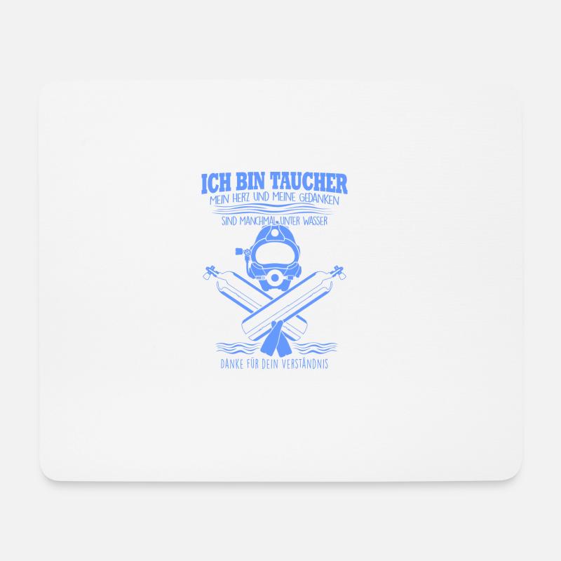 Ich bin Taucher, mein Herz + Gedanken... Geschenk - Mousepad (Querformat) - Weiß