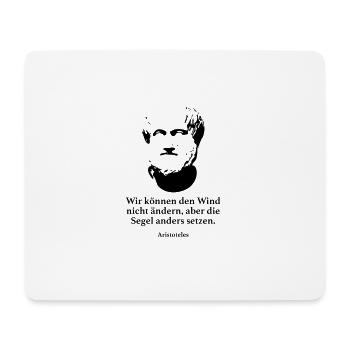 Aristoteles: Wir können den Wind nicht ändern, ab - Mousepad (Querformat) - Weiß - Vorne