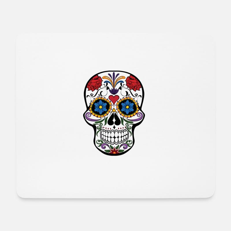 Bunter Totenkopf - Mousepad (Querformat) - Weiß