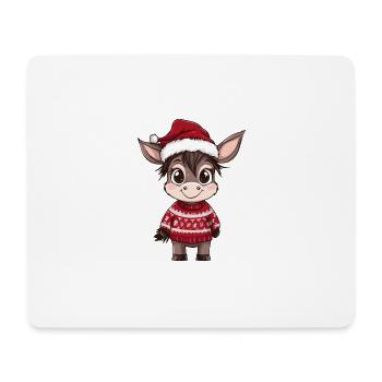 Esel Weihnachten Comic - Mousepad (Querformat) - Weiß - Vorne