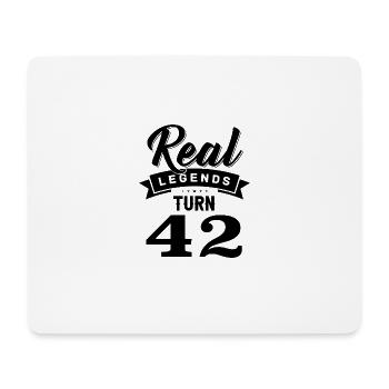 Echte Legenden werden 42, 42 Geburtstag - Mousepad (Querformat) - Weiß - Vorne