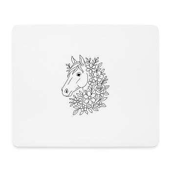 Pferdekopf mit Blumen zum ausmalen - Mousepad (Querformat) - Weiß - Vorne