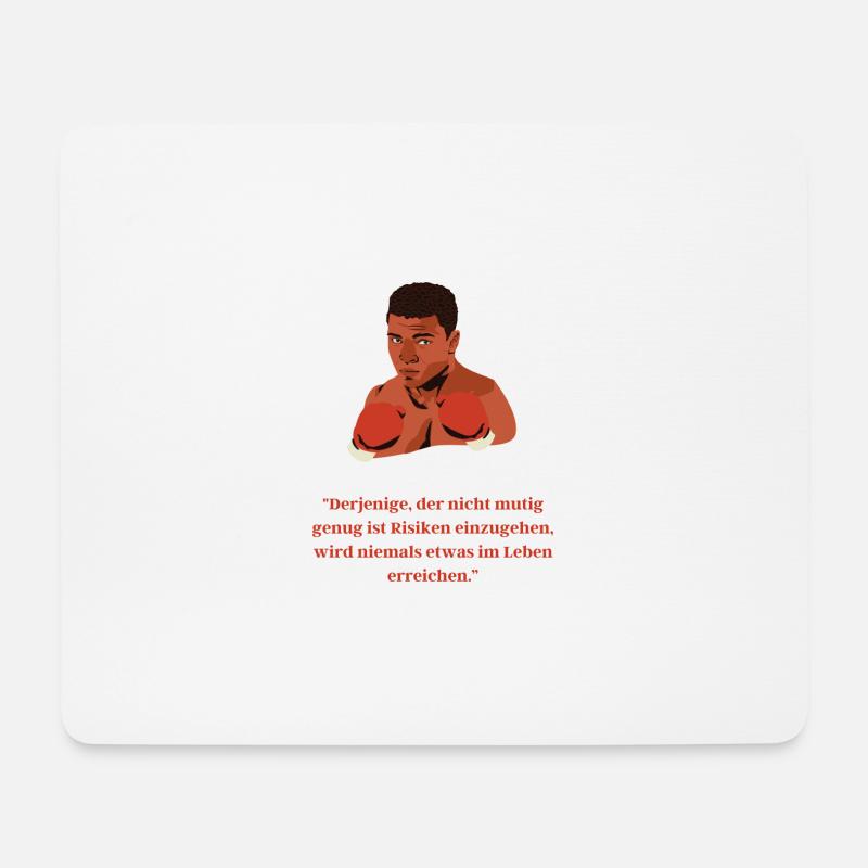 Muhamed Ali über Mut und Risiko - Mousepad (Querformat) - Weiß