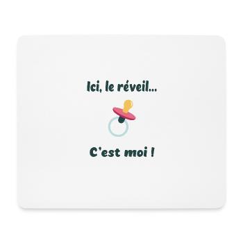 Ici, le réveil c'est moi - Tapis de souris (format paysage) - blanc - Devant
