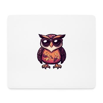 Eule Comic Cool Sommer - Mousepad (Querformat) - Weiß - Vorne