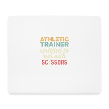 Mit einer Schere laufen Sporttrainer Geschenk - Mousepad (Querformat) - Weiß - Vorne