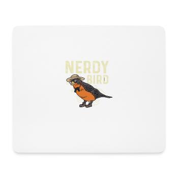 Nerdiger Vogel Smart und Nerd Geschenk - Mousepad (Querformat) - Weiß - Vorne