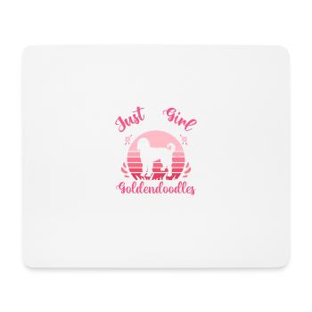 Les filles qui aiment Goldendoodles, des chiens mignons - Tapis de souris (format paysage) - blanc - Devant