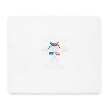 Red White and Moo Patriotic Cow USA Flag lu - Mouse Pad (horizontal) - white - Front