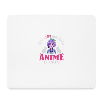 A girl who anime' cats cute current girl - Mouse Pad (horizontal) - white - Front