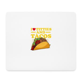 Lustiges Zitat Ich liebe Titten Katzenbesitzer und - Mousepad (Querformat) - Weiß - Vorne