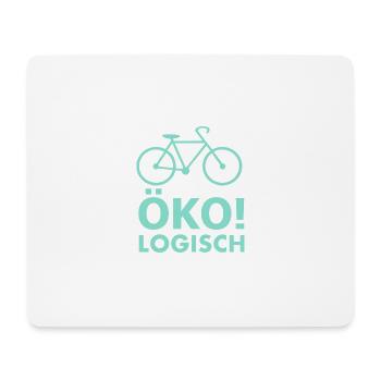 Öko!Logisch Design mit Fahrrad - Mousepad (Querformat) - Weiß - Vorne