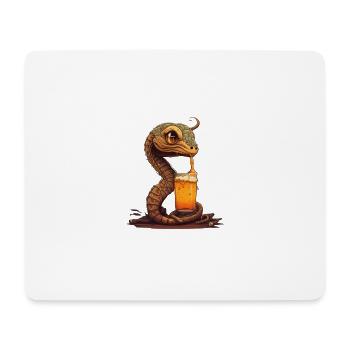 Süße coole Schlange mit Bier Comic Illustration - Mousepad (Querformat) - Weiß - Vorne