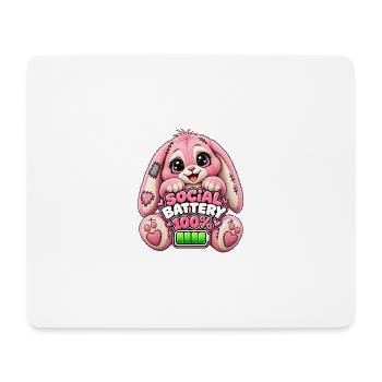 Social Battery Hoppelbunny 100% - Mousepad (Querformat) - Weiß - Vorne