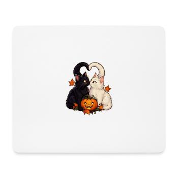 Zwei Katzen und ein Kürbis - Mousepad (Querformat) - Weiß - Vorne