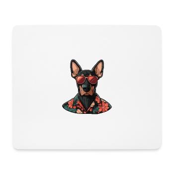 Dobermann Hund Comic Urlaub - Mousepad (Querformat) - Weiß - Vorne