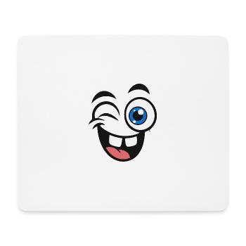 Visage de dessin animé drôle – Grands yeux et langue sortie - Tapis de souris (format paysage) - blanc - Devant