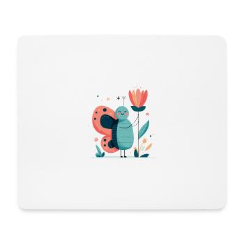 putziger Schmetterling mit Blume - Mousepad (Querformat) - Weiß - Vorne