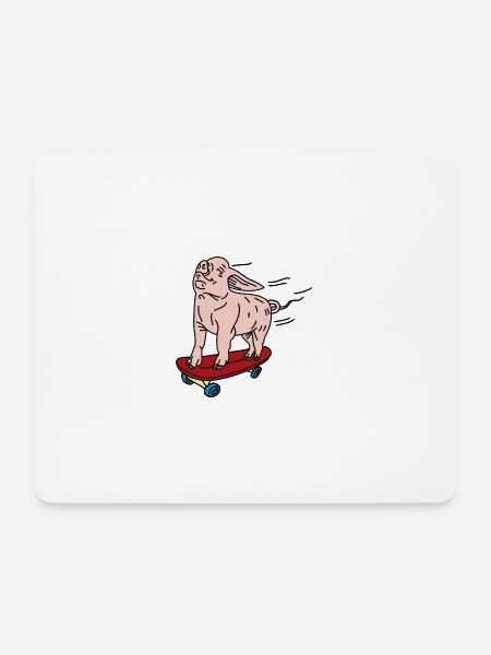Schwein Skateboard Genuss - Mousepad (Querformat) - Weiß