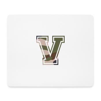 V, Monogramm, Camouflage Grün-Braun - Mousepad (Querformat) - Weiß - Vorne