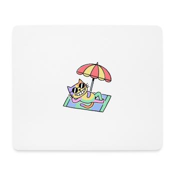 Beach Cat Pop Art Lounge Under Parasol - Mouse Pad (horizontal) - white - Front
